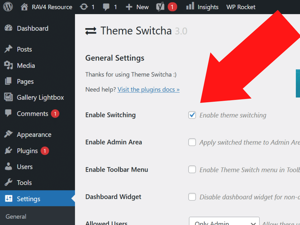 step eight enable theme switching